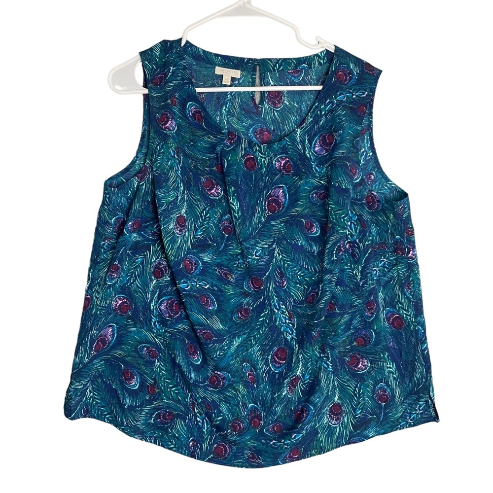 Talbots Peacock Print Sleeveless Top